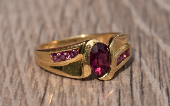 Vintage Mid- Century Modern Tourmaline Ring in Ye… - image 4