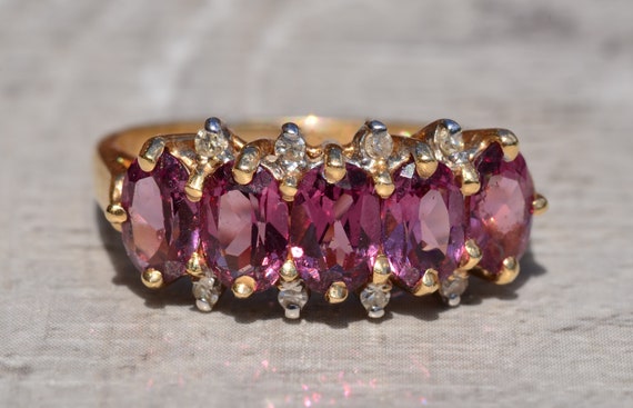 Pink Tourmaline and Diamond Ring - image 1