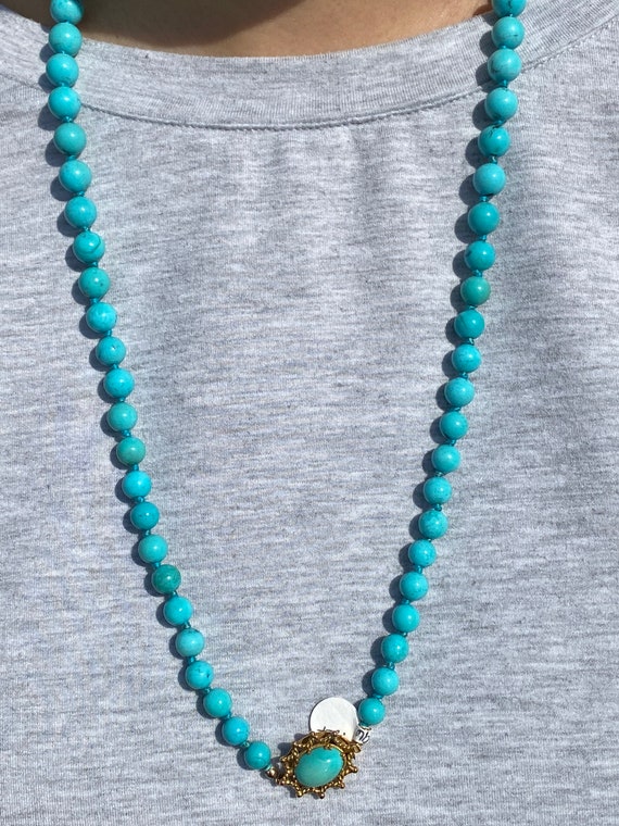 Graduated Modernist Turquoise Bead Necklace - image 3