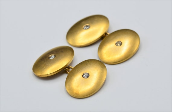 Gentlemen's 14K Cufflinks set with 0.24CTW Old Mine Cut Diamonds