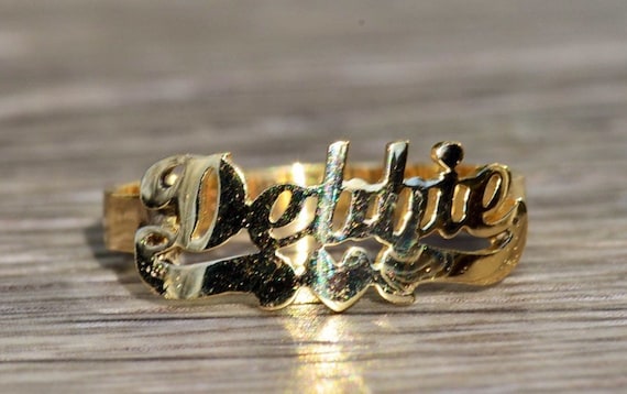 Ladies 14K Yellow Gold Debbie Name Ring - image 1