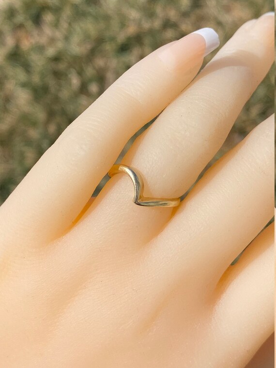 Simple Yellow Gold Stackable Wave Ring - image 7