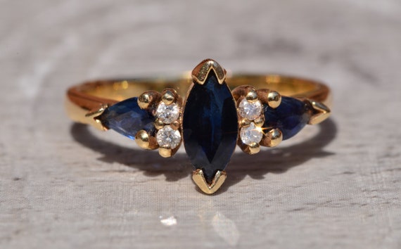 Marquise Shaped Sapphire Engagement Ring - image 1