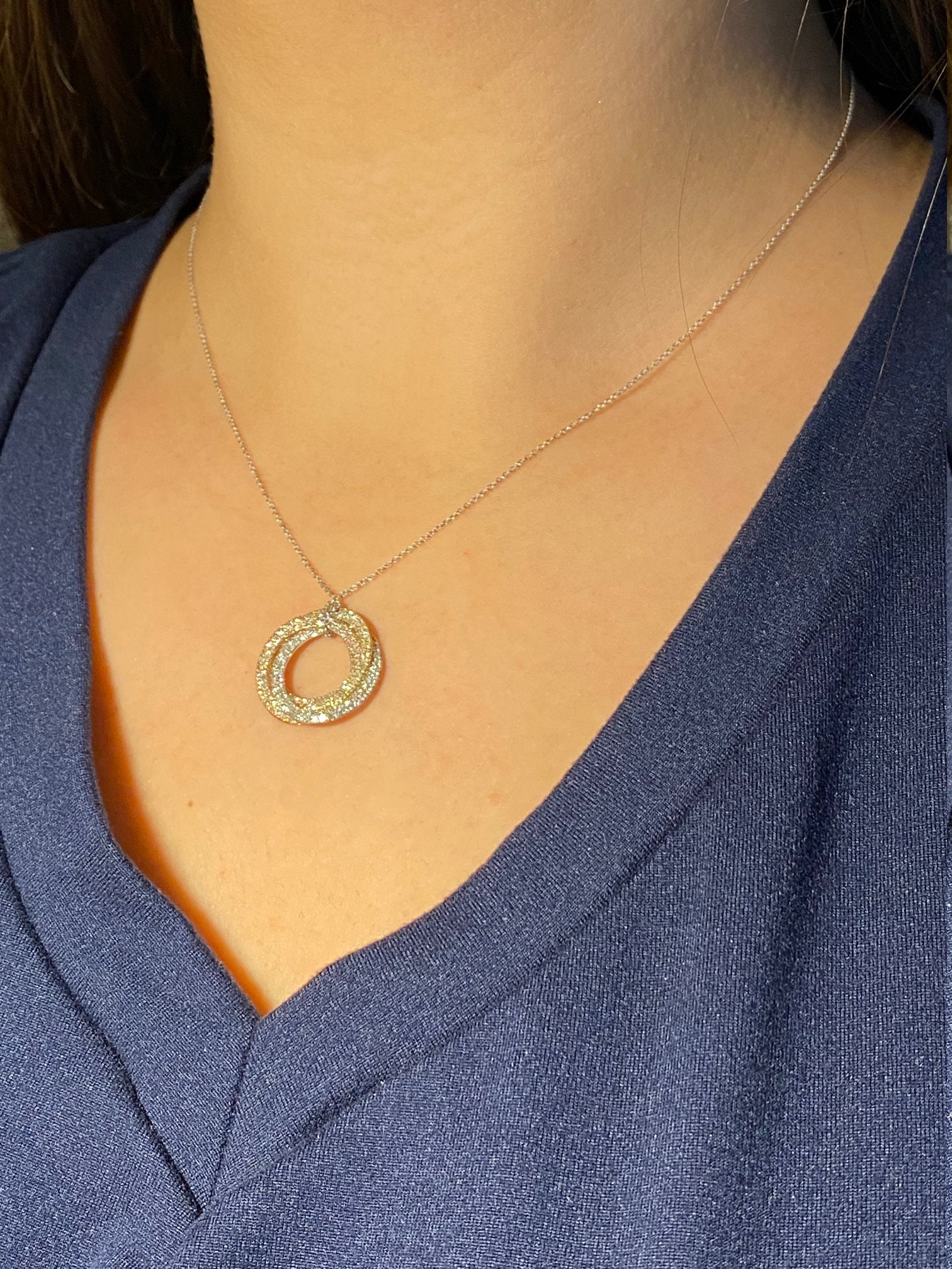 Ladies 14K Tricolor and Diamond Infinity Rings Necklace - Etsy