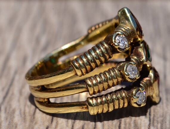 Tri-row Stack-able Modernist Style Statement Ring - image 3