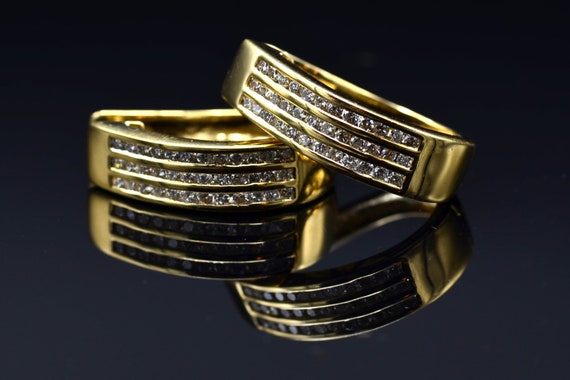 Ladies 14K Gold Diamond Set Drop Earrings - image 4