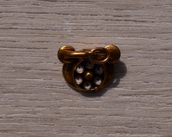 I Love U Yellow Gold Rotary Telephone Charm
