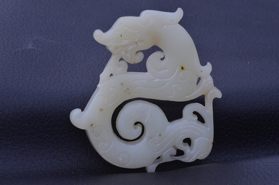 Hand Carved Hard Stone Dragon Pendant - image 2