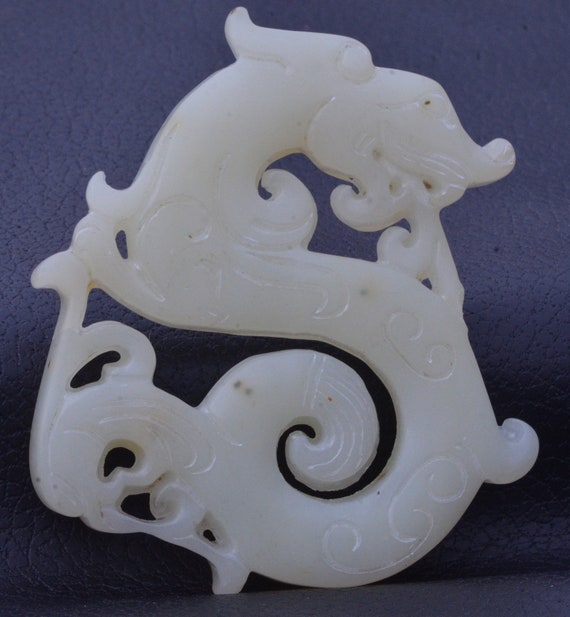 Hand Carved Hard Stone Dragon Pendant - image 1