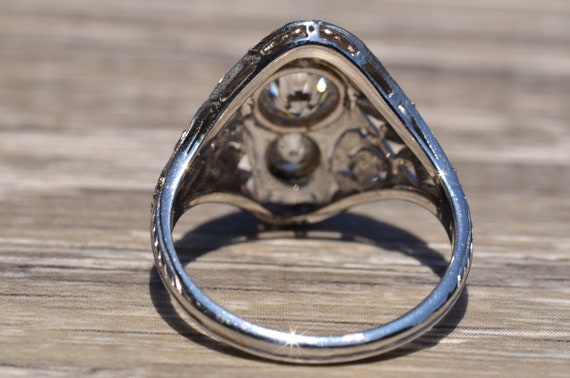 Outstanding Edwardian Three Stone Filigree Ring - image 4