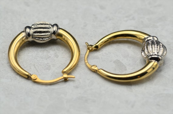 Two Tone 14K Gold Hoop Earrings - image 2