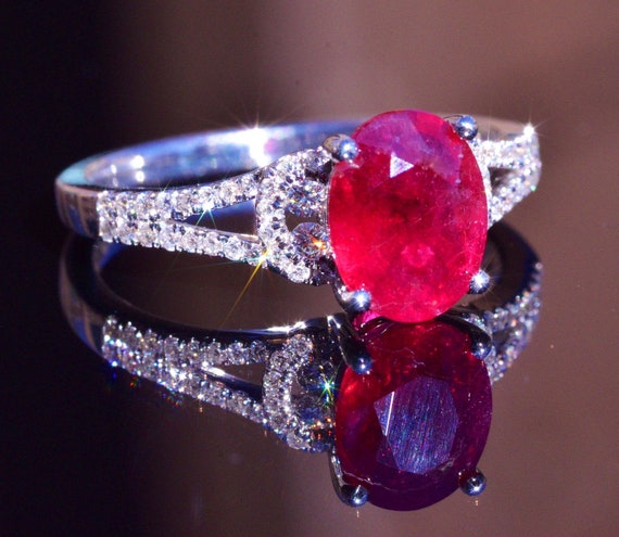 2.04 Carat Ruby in Custom 18 Karat White Gold Mou… - image 1