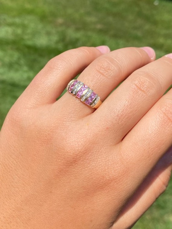 Pink Topaz and Diamond Set Ring - image 8