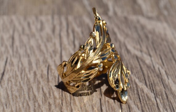 Yellow Gold Floral Statement Ring - image 6