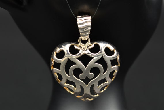 Signed MILOR Sterling Silver Heart Pendant - image 1