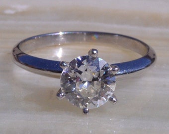 Platinum Solitaire Ring set with 1.12 Old Mine Cut Diamond