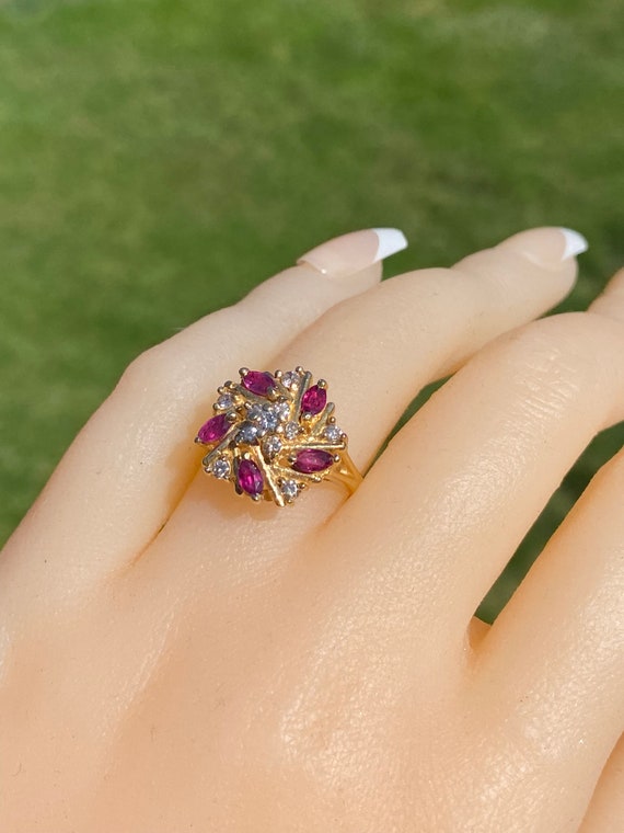 Ruby & Diamond Spiral Ring - image 8
