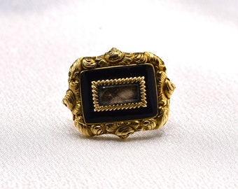 Georgian Mourning Brooch with Black Enamel