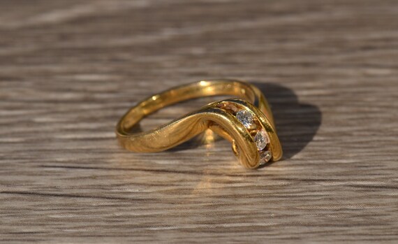 Ladies 14K Gold Modified Bypass Diamond Ring - image 5