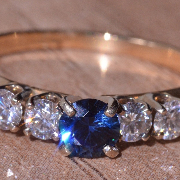 Five Stone Sapphire and Diamond Engagement Ring