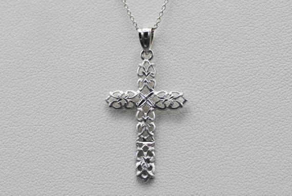 Karat White Gold Cross Pendant - Etsy 