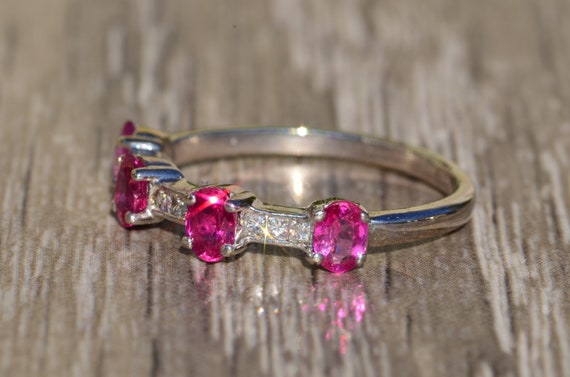 Stackable Pink Sapphire and Diamond Ring - image 3