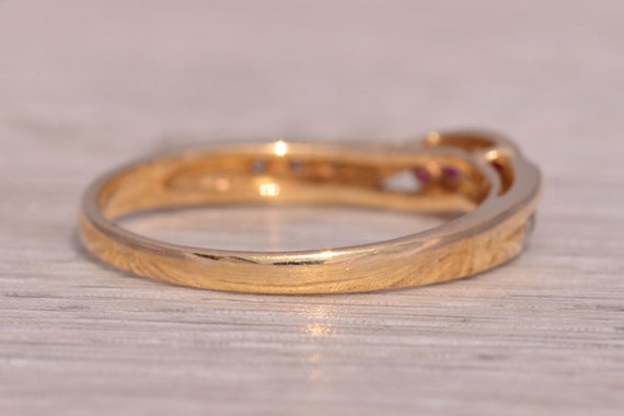 Ruby and Natural Diamond Ring in Yellow Gold - image 4