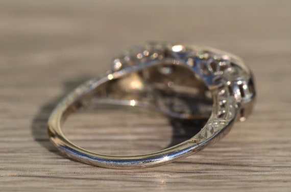 Antique Ladies Three Diamond Ring in 14K White Go… - image 4