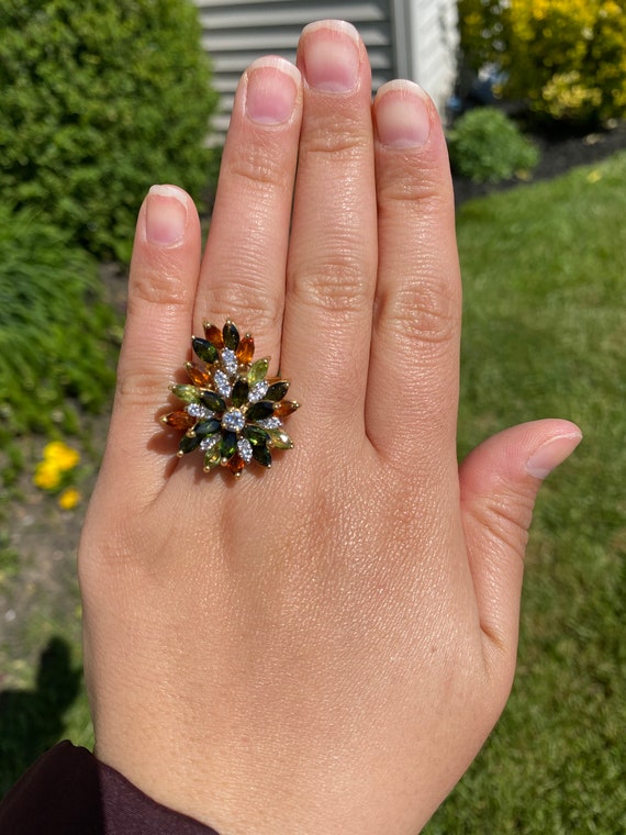 Vintage Statement Cocktail Ring with Tourmaline - image 8