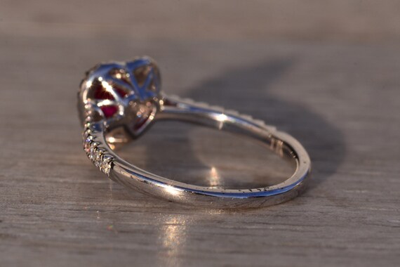 Heart Shaped Natural Ruby and Double Halo Natural… - image 3