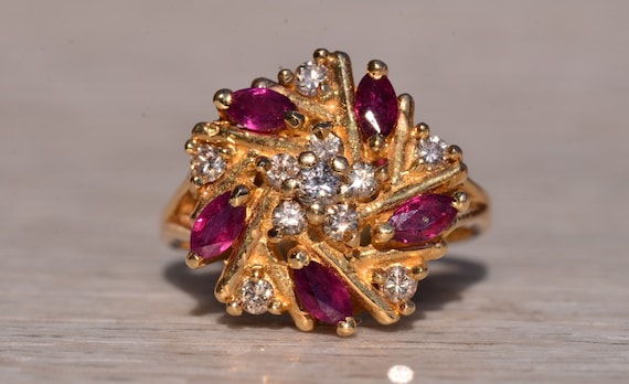 Ruby & Diamond Spiral Ring - image 1