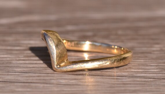 Simple Yellow Gold Stackable Wave Ring - image 2