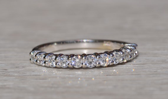 Ladies 14K White Gold Shared Prong Diamond Weddin… - image 1