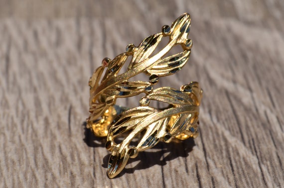 Yellow Gold Floral Statement Ring - image 7