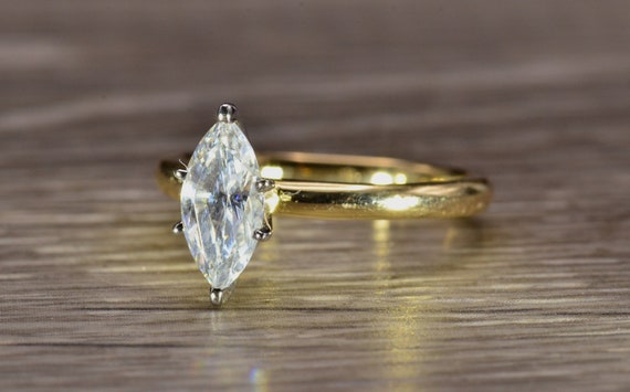 Yellow Gold Ring set with Marquise CZ - image 2