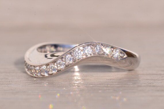 Designer Signed Wave Ring with Natural Diamonds - image 2