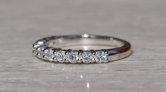 Ladies 14K White Gold Shared Prong Diamond Weddin… - image 2