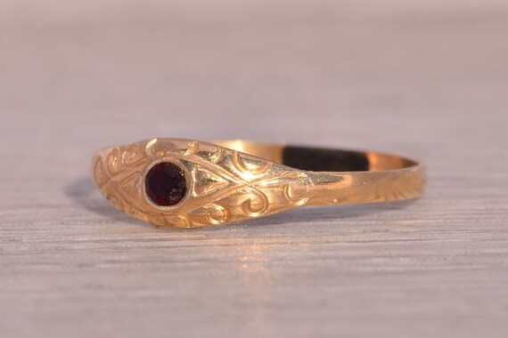 Childs Antique Garnet Ring in Yellow Gold - image 2