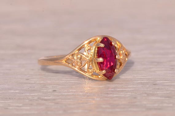 Lab Created Ruby Ring in Yellow Gold - image 5