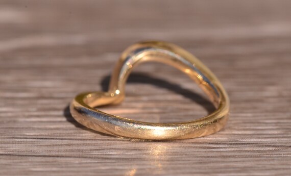 Simple Yellow Gold Stackable Wave Ring - image 3