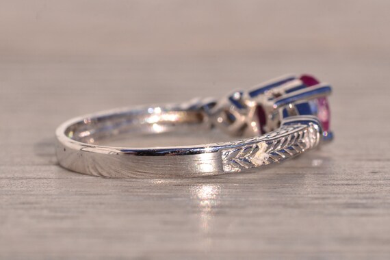 Oval Natural Ruby and Natural Diamond Ring in Whi… - image 4