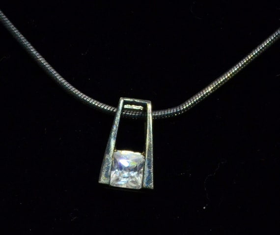 Sterling Silver and Crystal Necklace - image 1