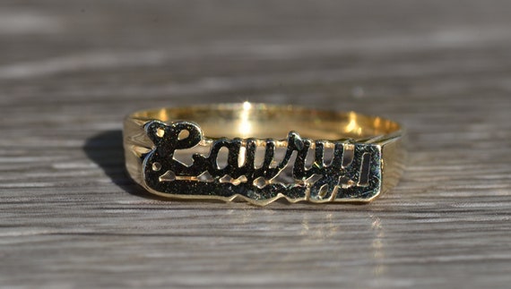 Ladies Lauryn Name Ring in 14K Yellow Gold - image 1