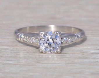 Old European Cut Diamond Ring in Platinum