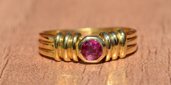 Modernist Ring Bezel set with Ruby - image 1