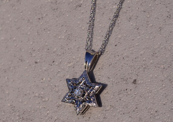 Hand Engraved Diamond Six Point Star 