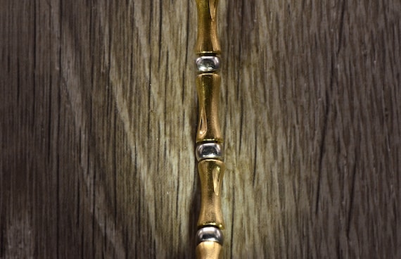 Ladies Vintage Two Tone Gold Bamboo Style Bracelet - image 1