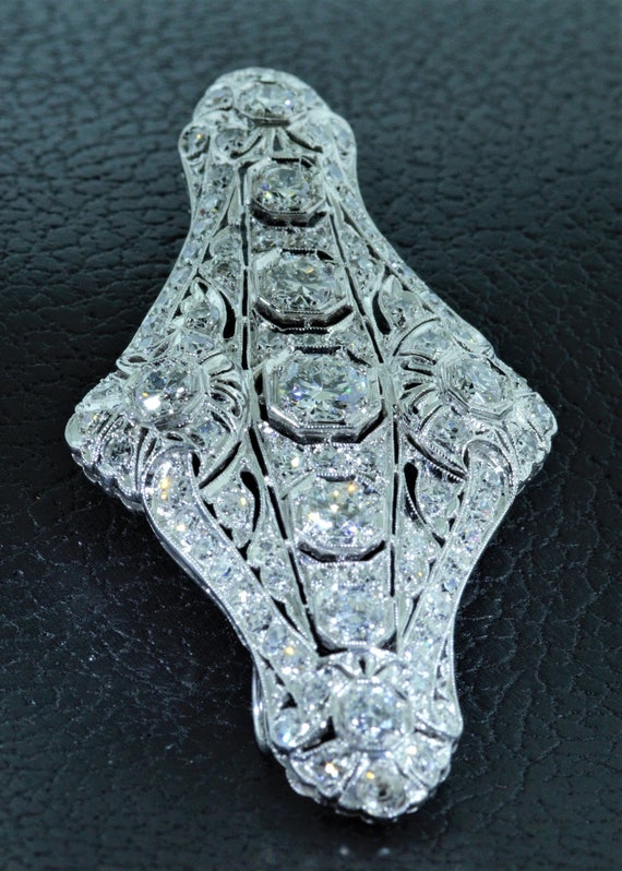 Art Deco Platinum and Diamond Pendant For East We… - image 3