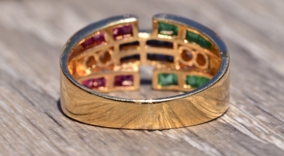 Signed Sapphire, Ruby, Emerald & Diamond Cocktail… - image 3