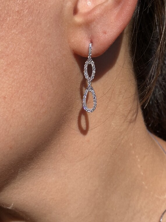 Diamond Dangler Earrings in White Gold - image 3